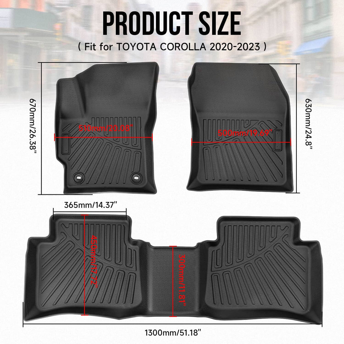 Solidspare For Toyota Corolla 2020 2021 2022 2023 All Season Waterproof Floor Liner Mats