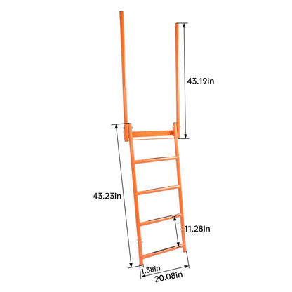 Solid Spare Flatbed Trailer Access Ladder Orange 5 Step For 48 Inch Rail Mount Powder Coated