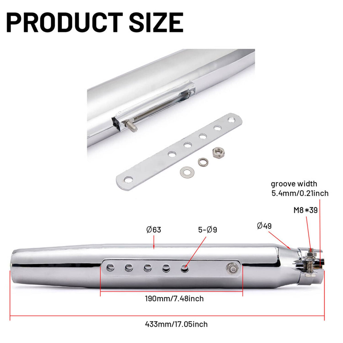 Solidspare LH&RH Motorcycle Exhaust Muffler Pipe Removable Silencers for Cafe Racer Bobber