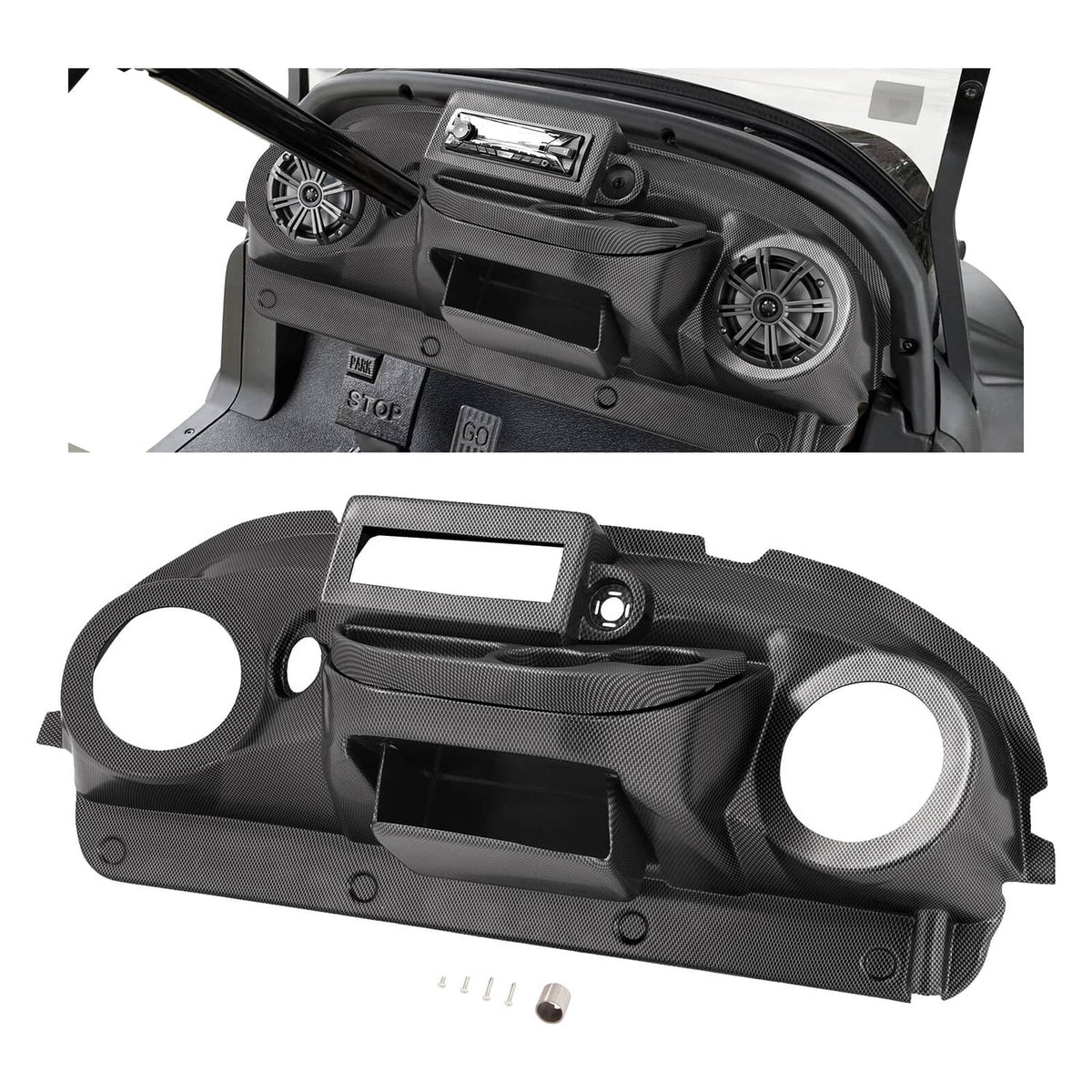 Solidspare For Club Car Precedent Carbon Fiber Style Golf Cart Radio Dash Dashboard Cover
