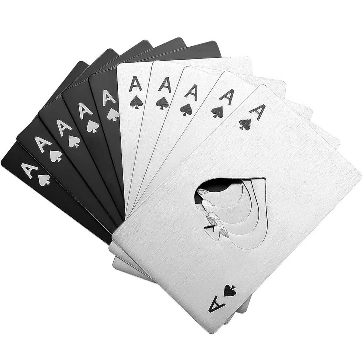 Solid Spare 10Pcs Stainless Steel Credit Card Size Casino Bottle Beer Opener Black+Silver