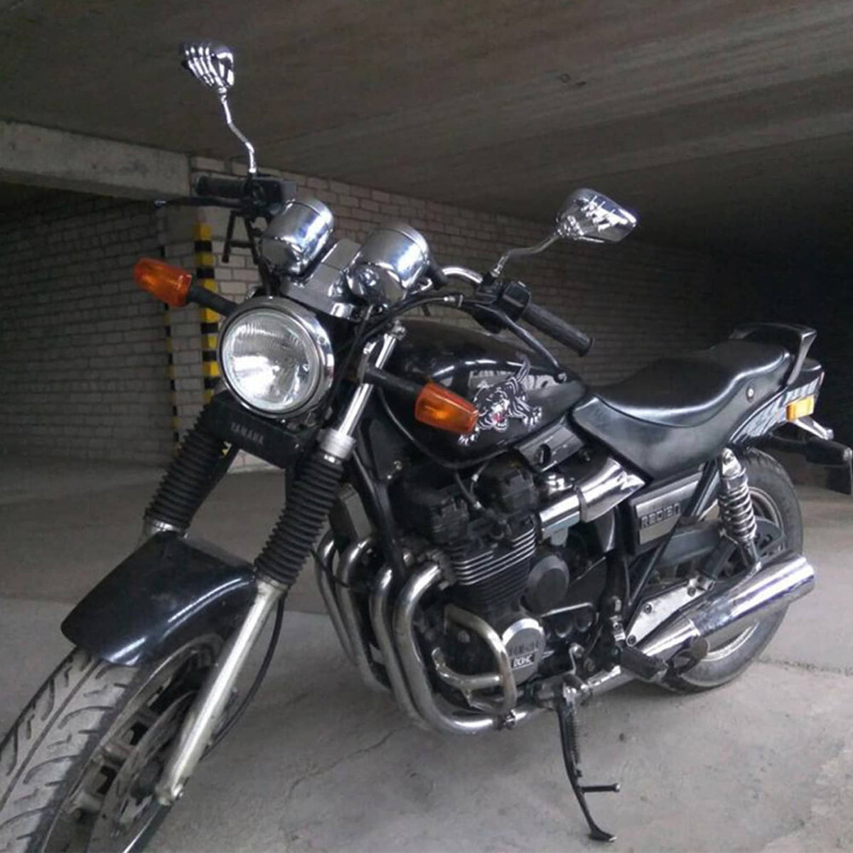 Solidspare Chrome Motorcycle Skull Skeleton Hand Rearview Mirrors For Honda Shadow 750 Aero