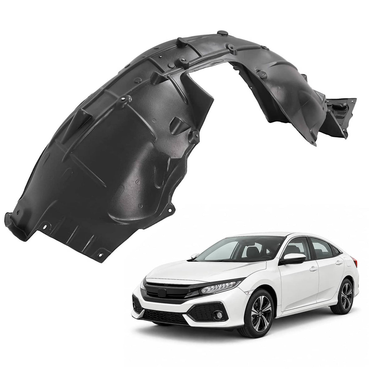 Solid Spare Front Driver Side Fender Liner Splash Shield For 2016 2017 2018 Honda Civic