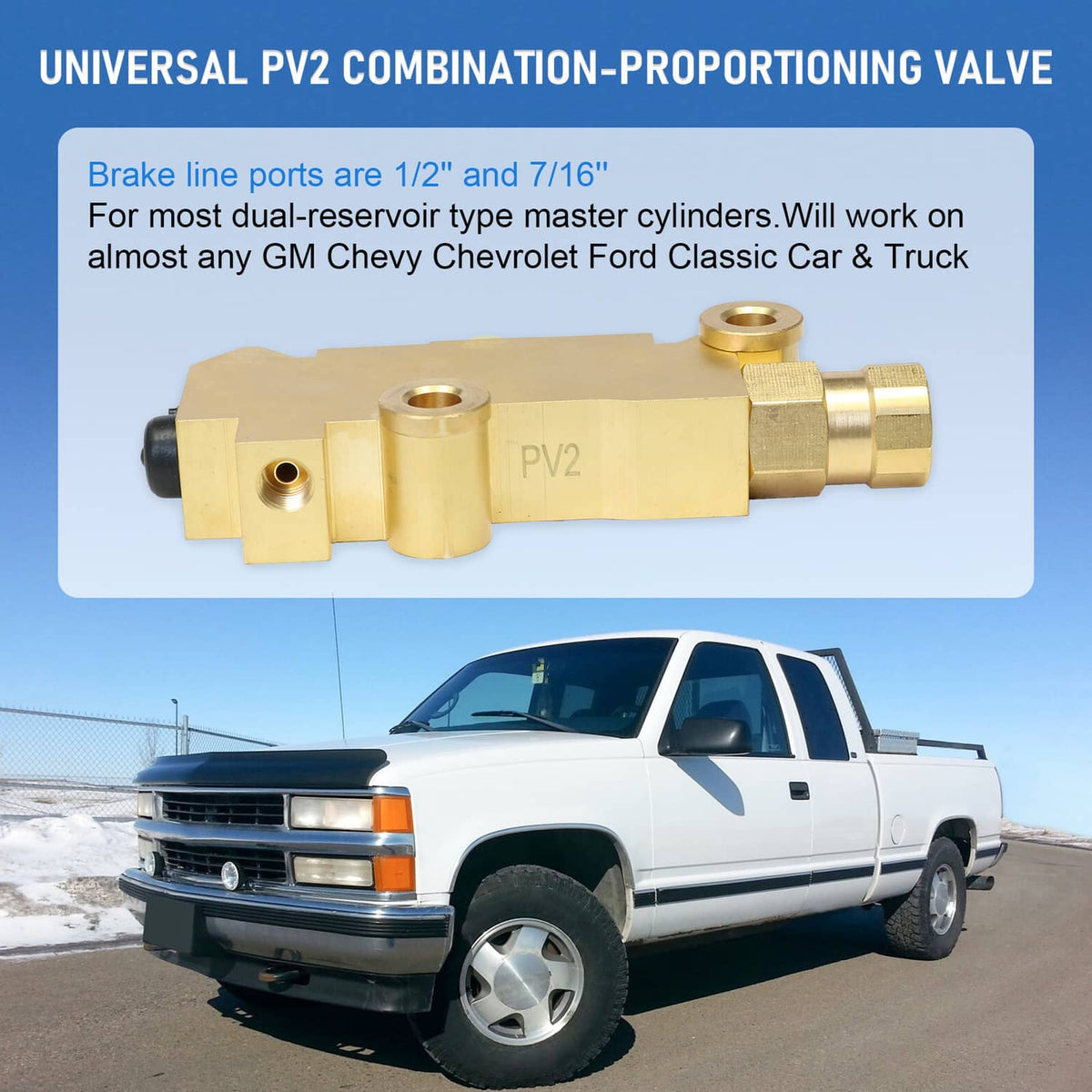 Solidspare Brass Truck Disc/Drum Brake Brass Proportioning Valve For Chevrolet C30 C20 C10