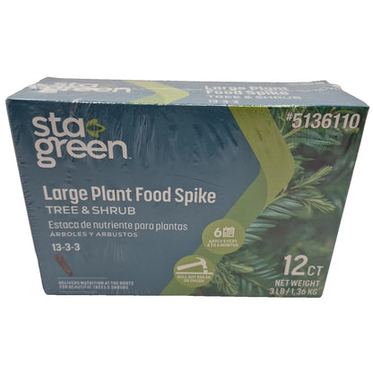 Sta-Green Large Plant Food Spike Trees & Shrubs Nutrition 12 Spikes 13-3-3 NKP