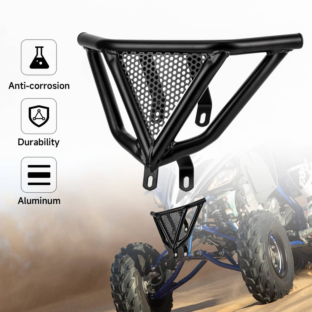 Solidspare For Yamaha Raptor 700 700R 2006-2025 Front Bumper Iron Grab Bar Accessory Black