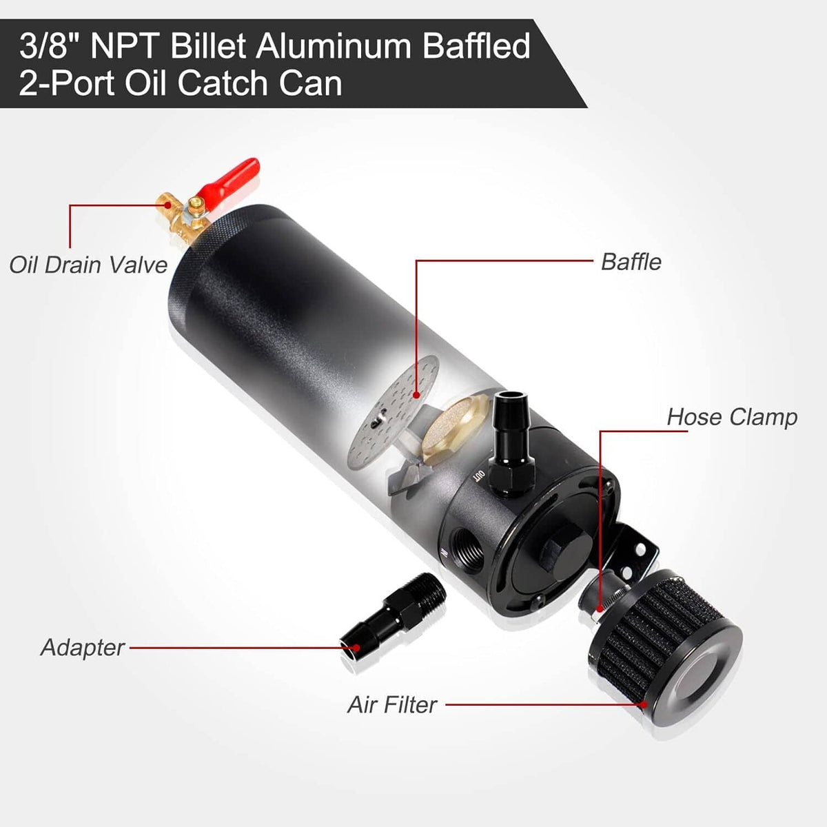 Solidspare 750ML Oil Catch Can Kit Oil Separator Large Baffled Reservoir Tank Universal New