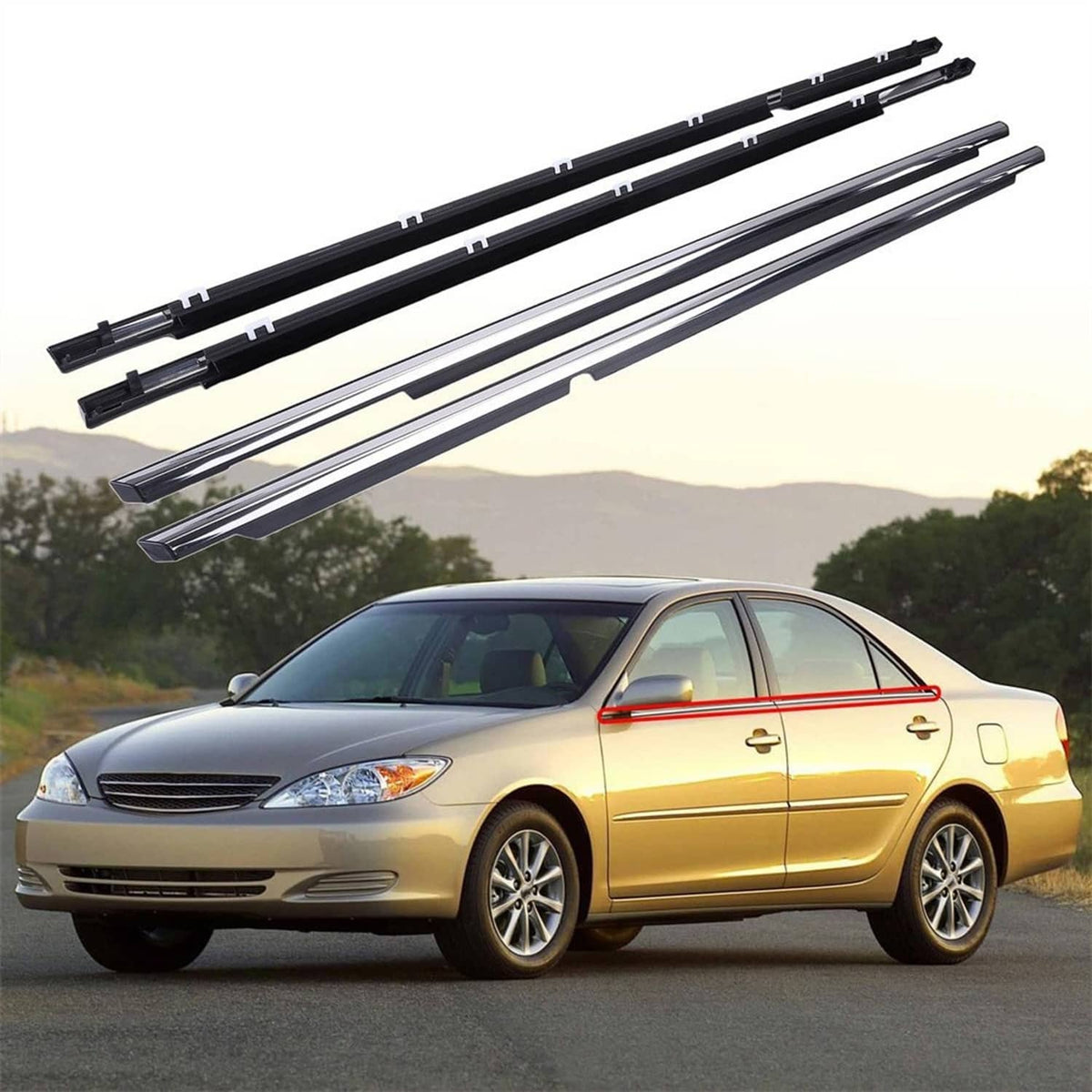 Solidspare 4Pcs New Window Molding Trim Weather Strip Seal Strip for 2002-2006 Toyota Camry