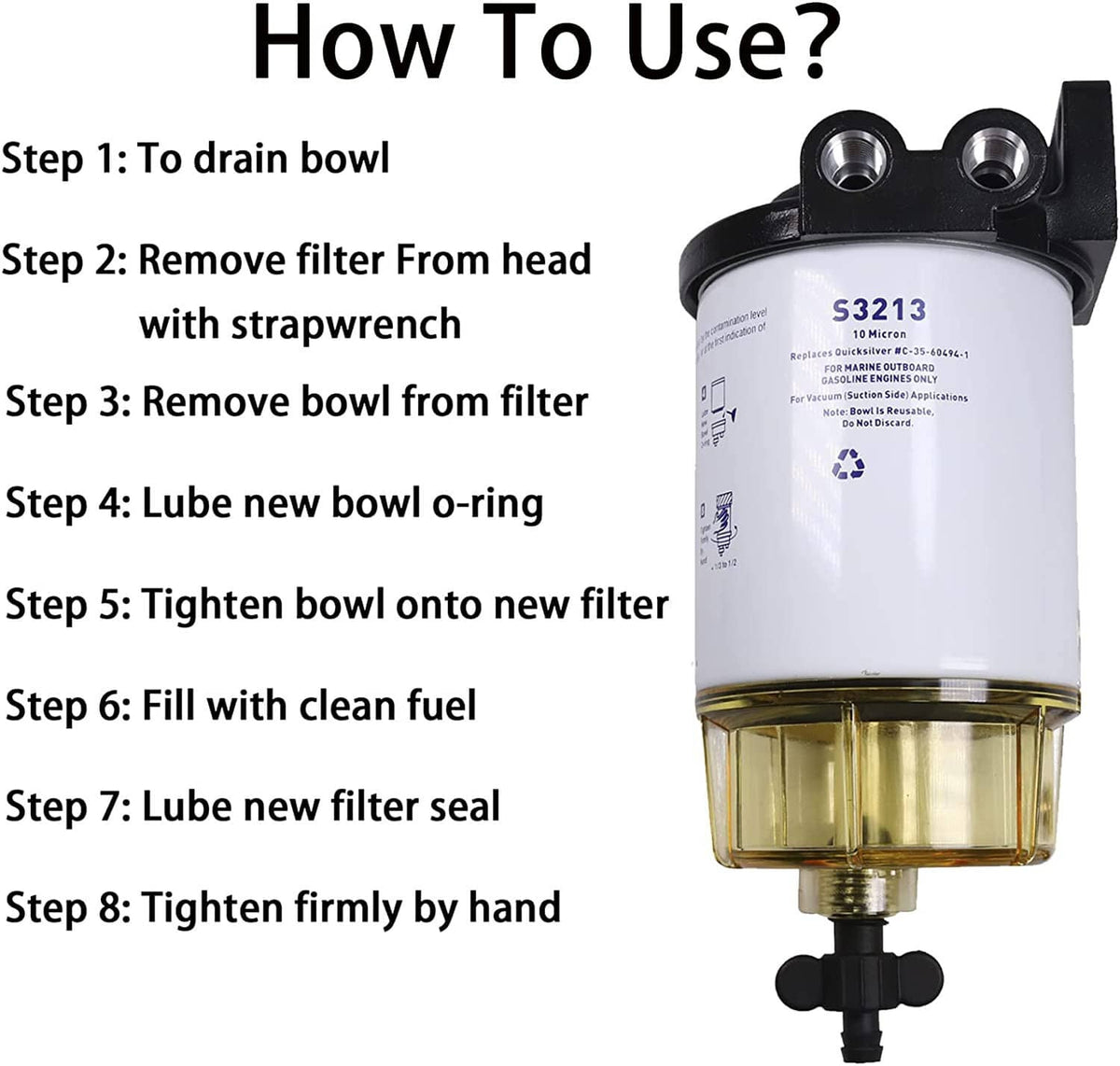 Solidspare S3213 3/8" NPT Fuel Filter / Water Separator System Fit Marine outboard Motor