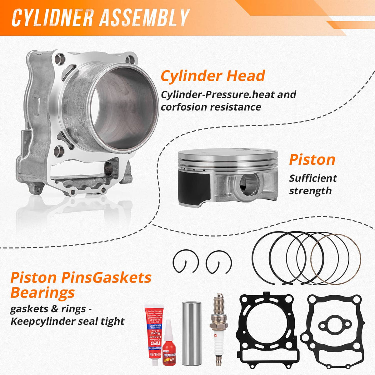 Solidspare 96.6mm Cylinder Piston Gasket Top End Kit For Polaris Sportsman 550 XP EPS 09-14