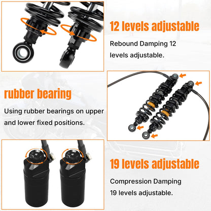 Solidspare Rear Suspension Shocks w/ Remote Reservoir For Road Glide Special FLTRXS 15-23
