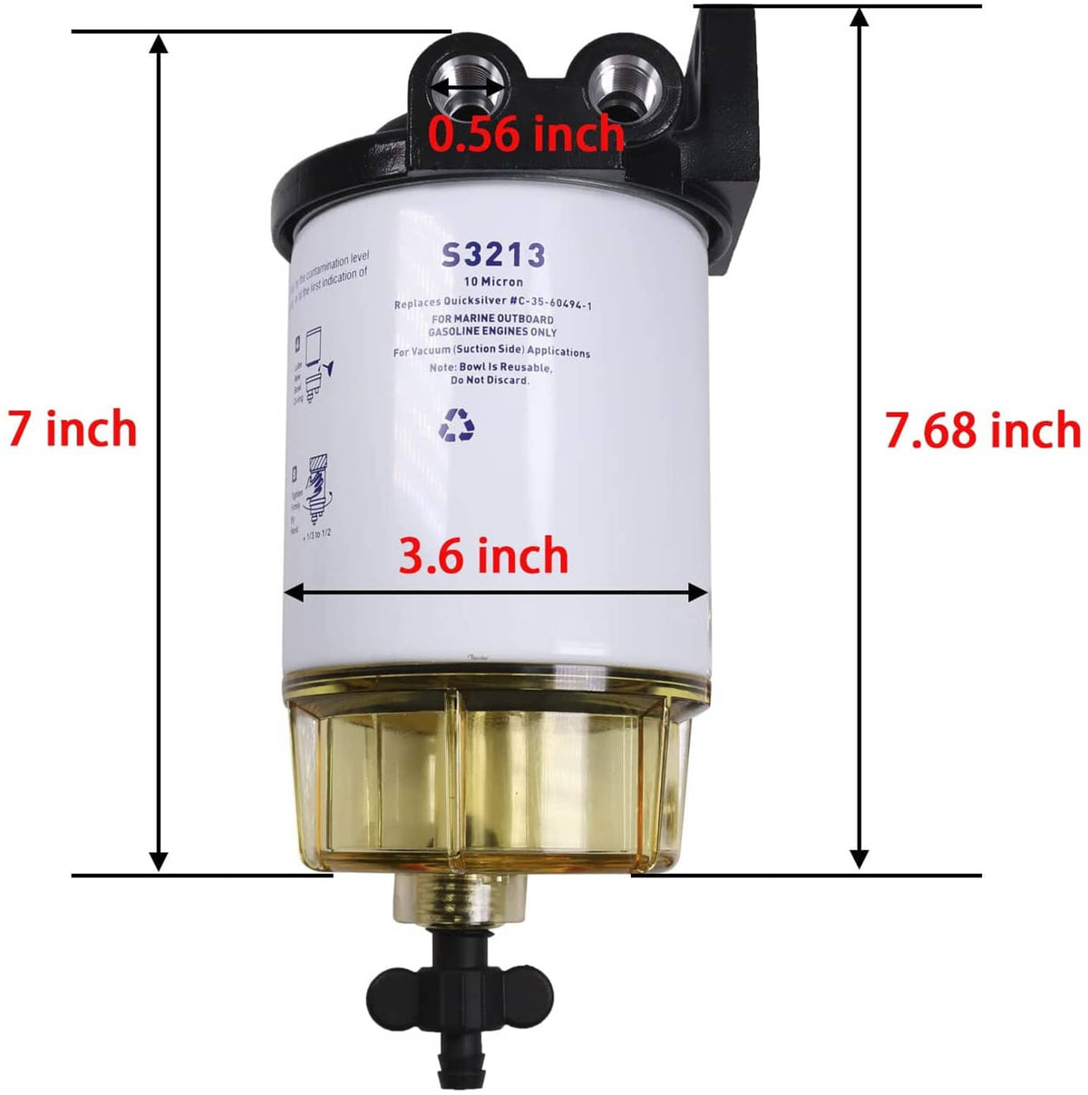 Solidspare S3213 3/8" NPT Fuel Filter / Water Separator System Fit Marine outboard Motor