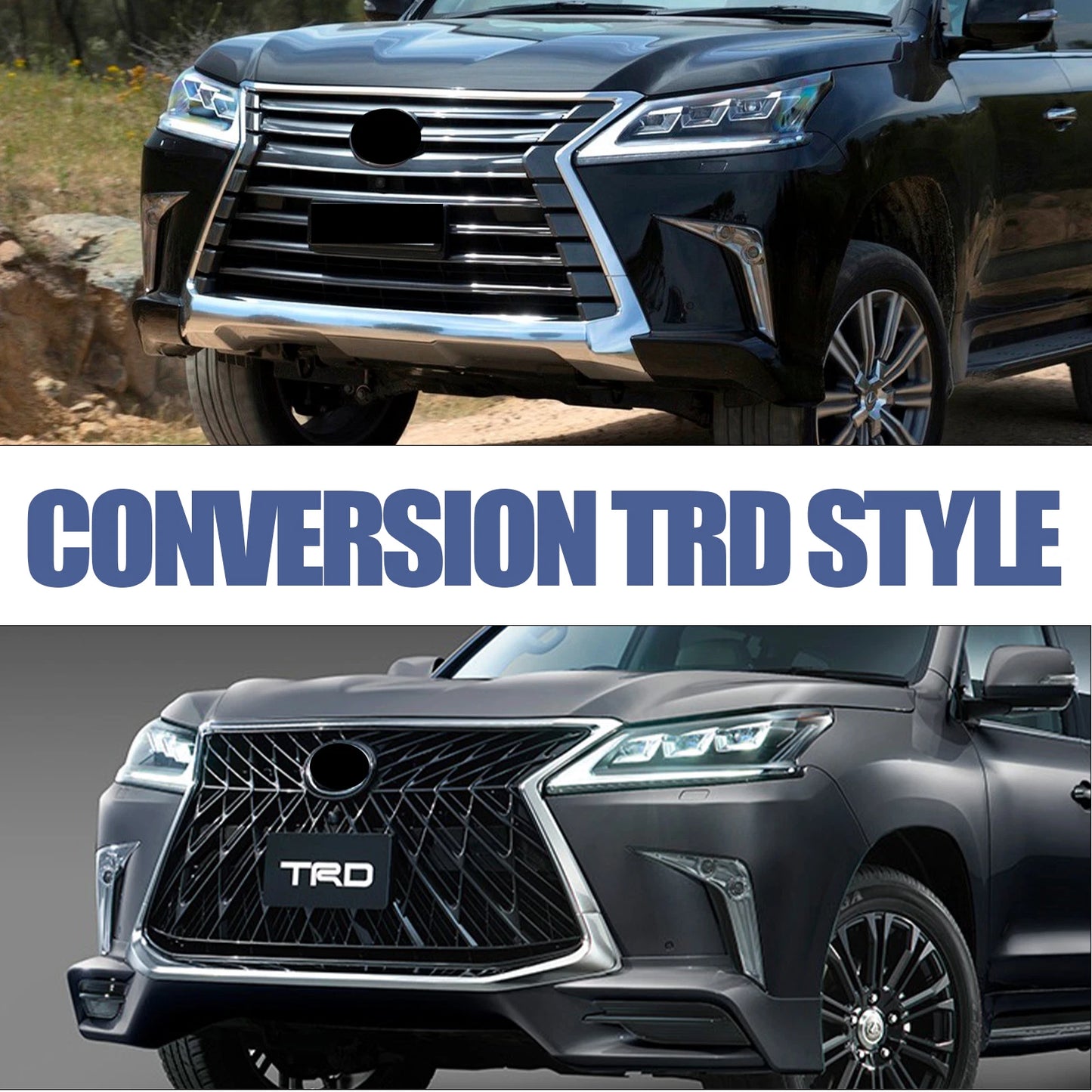 FIT 2016-2021 Lexus LX570 Luxury Grill Front Upper Grille w/ Chrome Sport Style