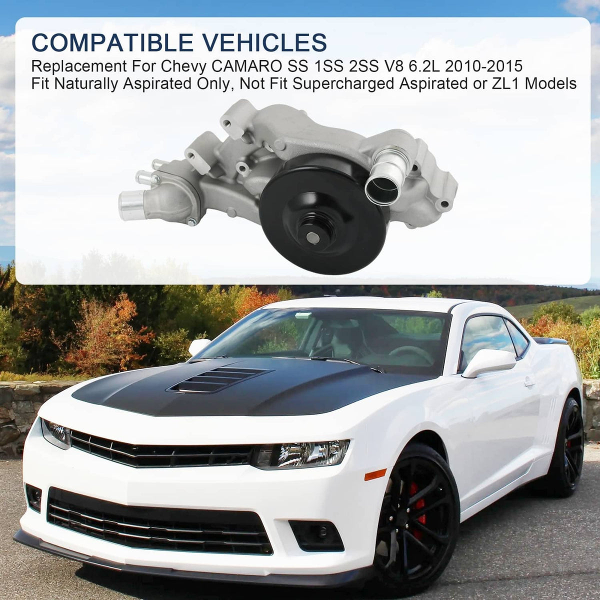 Solidspare Engine Water Pump Fits Chevrolet Camaro 10-15 6.2L Naturally Aspirated 19207665