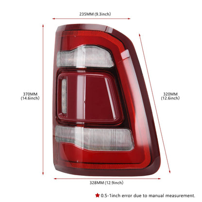 Solidspare New LED Right Side Tail Light W/ Blind Spot For 19-23 Dodge RAM 1500 68262530AH