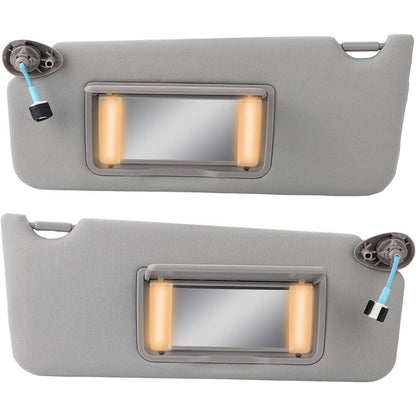 Solidspare 2x Gray Sun Visor w/ Light & Mirror Set For 2008-2017 Honda Accord 83280TA5A51ZA