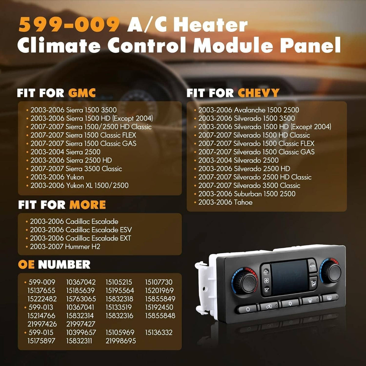Solidspare New AC Heater Climate Control Module 599-009 For Chevy GMC Improved Design 03-07