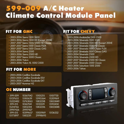 Solidspare New AC Heater Climate Control Module 599-009 For Chevy GMC Improved Design 03-07
