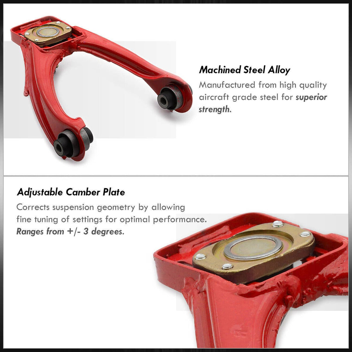 Solidspare For 1996-00 Honda Civic EJ EK Front JDM Adjustable A-Arms Control Camber Kit Red