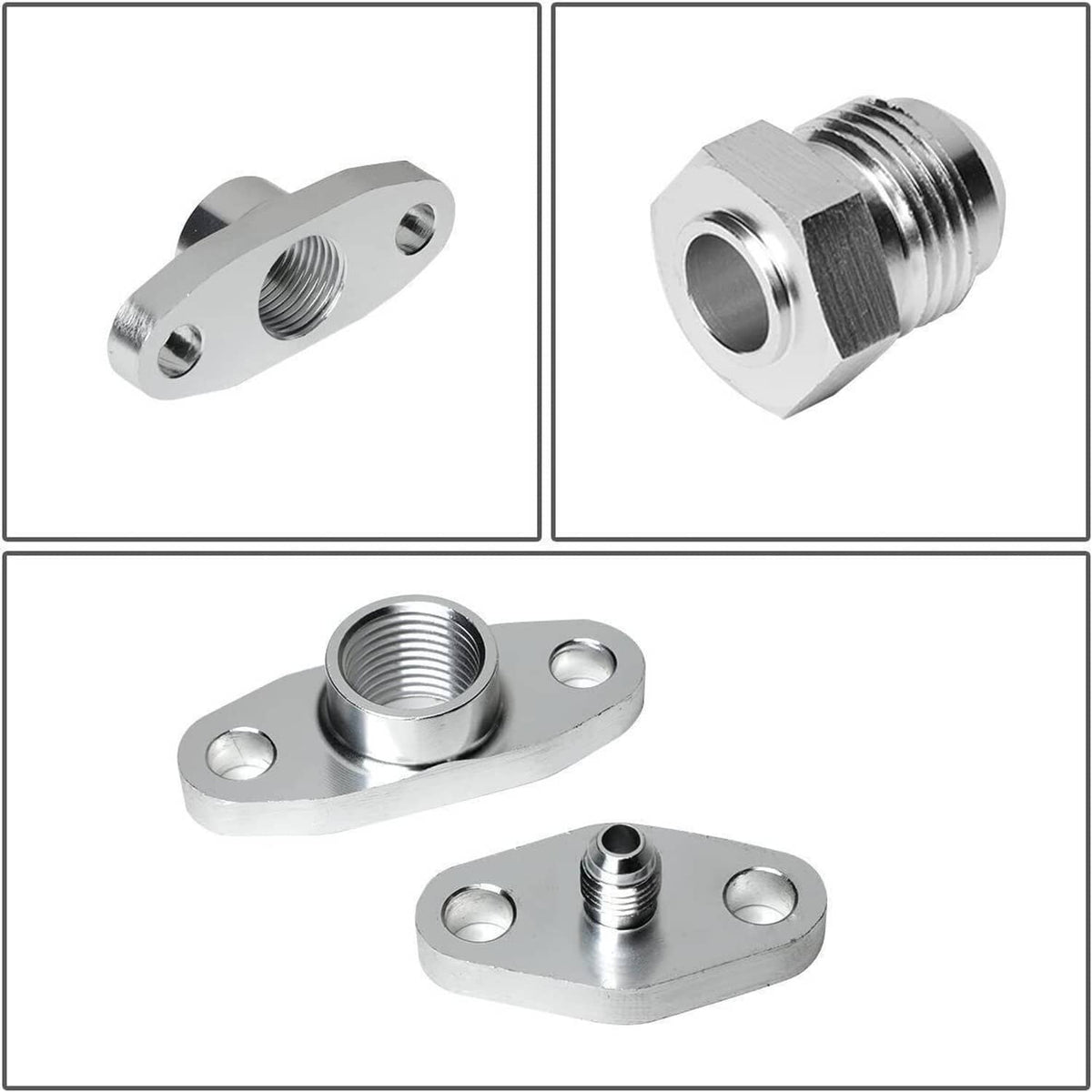 Solidspare Oil Feed Line+10AN Oil Drain Return Fitting Kit For Turbo T3 T4 T6 GT45 T04E T66