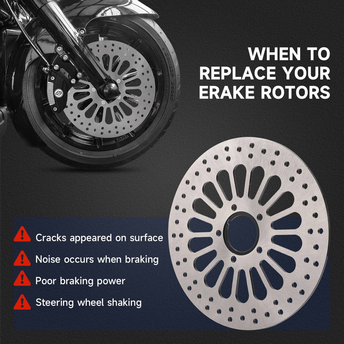 Solidspare 11.5inch Front & Rear Brake Rotor Set w/ Bolts for Harley Softail Touring Dyna
