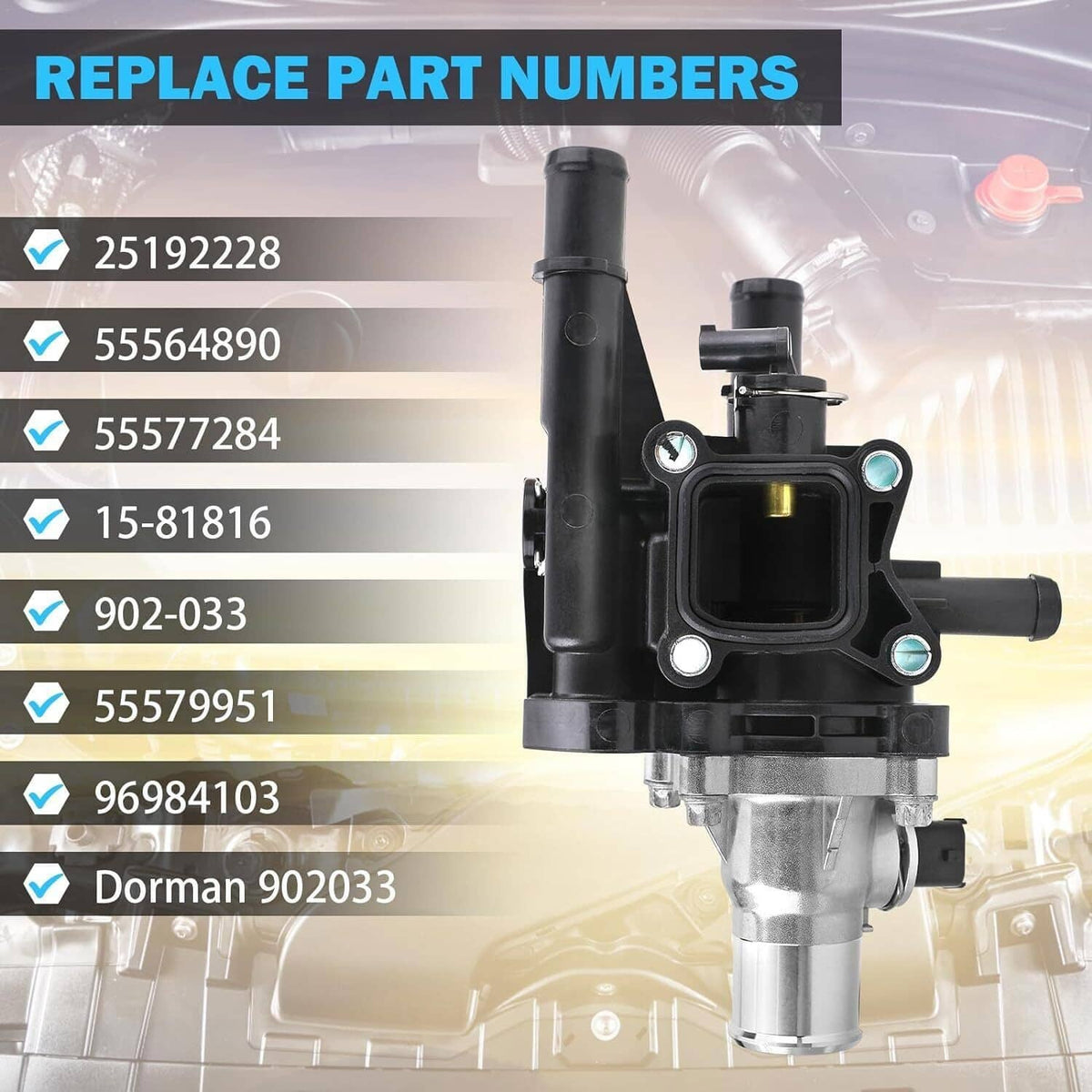 Solidspare Thermostat Assembly Water Outlet for Chevrolet Sonic Cruze Limited 1.8L 25192228