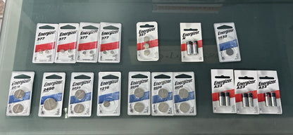 Energizer Battery Lot - 377, 357, N, 1632, A23, 2032, 1216, 2025, 2450, 2016