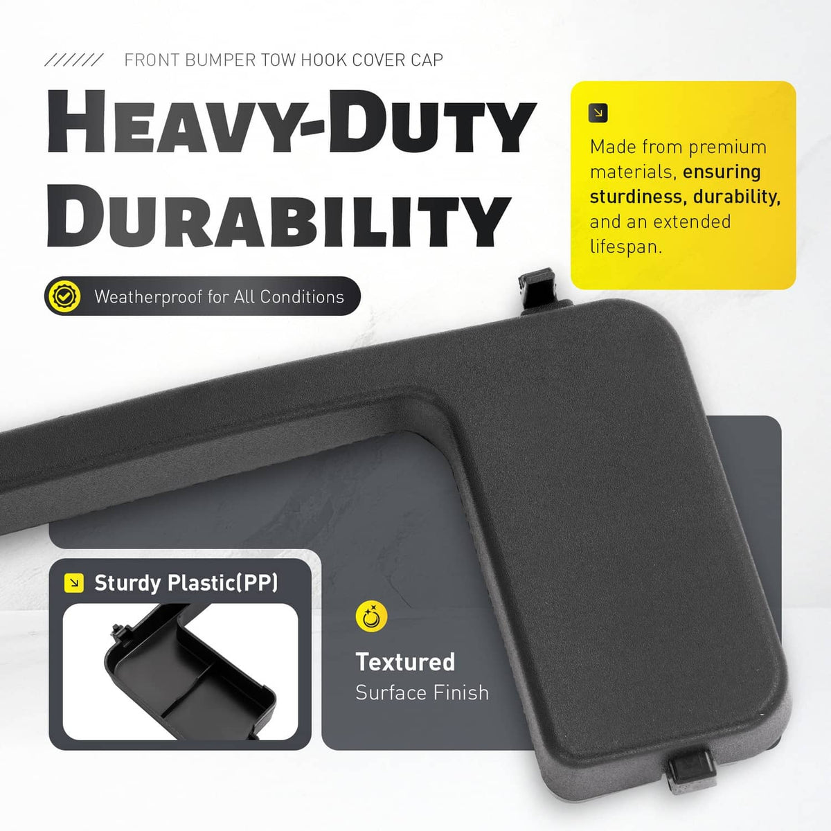 Solid Spare Pair Front Bumper Tow Hook Cover Cap For Ford F250 F350 Super Duty XL XLT 17-22
