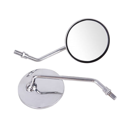 Solidspare 10mm Motorcycle Rearview Side Mirrors Round Long Stem For Honda Yamaha Kawasaki