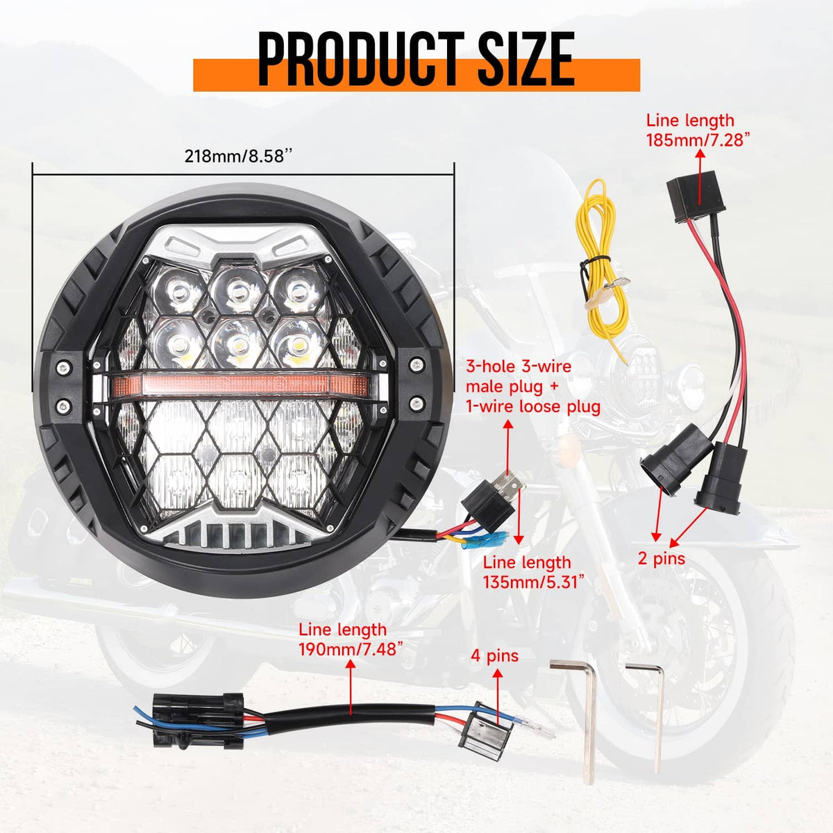 Solidspare 120W 7'' Motorcycles LED Headlight For Street Glide FLHX CVO FLHXSE 2014-2024