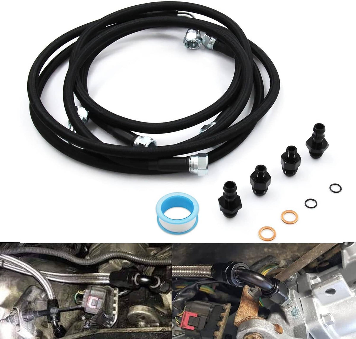 Solidspare Black Transmission Cooler Hose Line Set for Dodge Ram 2500/3500 5.9L 48RE 03-07