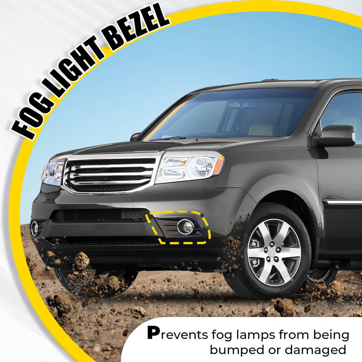 Solid Spare Front Bumper Fog Light Cover Bezel Trim Left Side For Honda Pilot 2012-2015