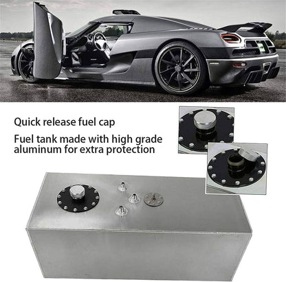 Solidspare 15 Gallon Aluminum Racing Drift Fuel Cell Gas Tank w/ Cap & Level Sender Sliver