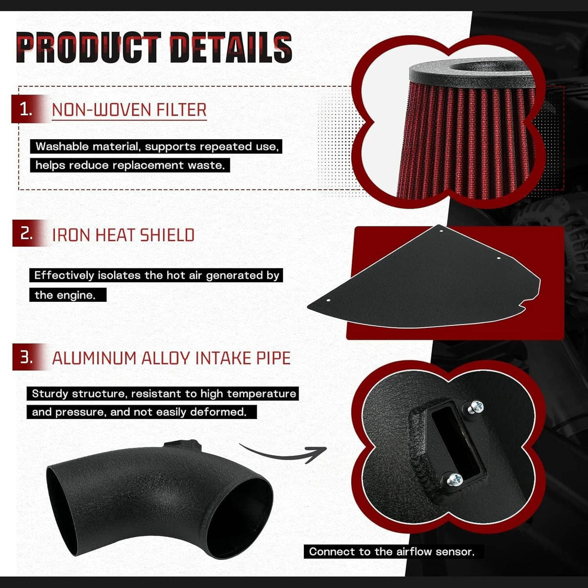Solidspare 4" Cold Air Intake System Kit + Red Filter For BMW 2019+ M340i G20 G21 B58 3.0L