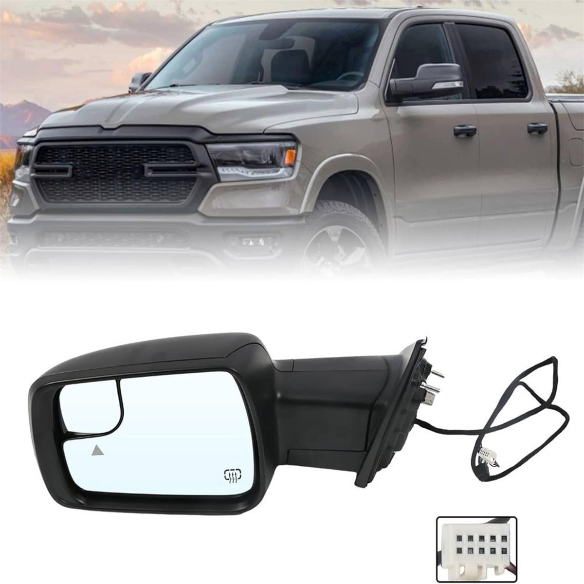 Solidspare For Dodge Ram 1500 2019-2024 Left Driver Side Mirror Heated Signal Blind Spot