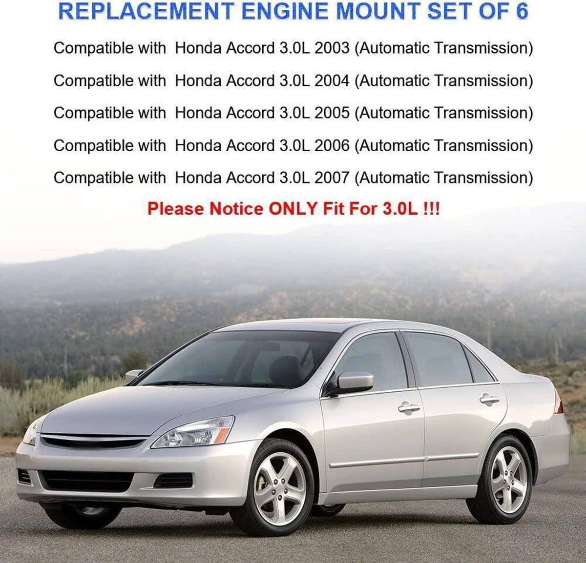 Solidspare 6Pcs Engine Mount & Trans Mounts Kits For 03-07 Honda Accord 3.0L A4527HY A4526H