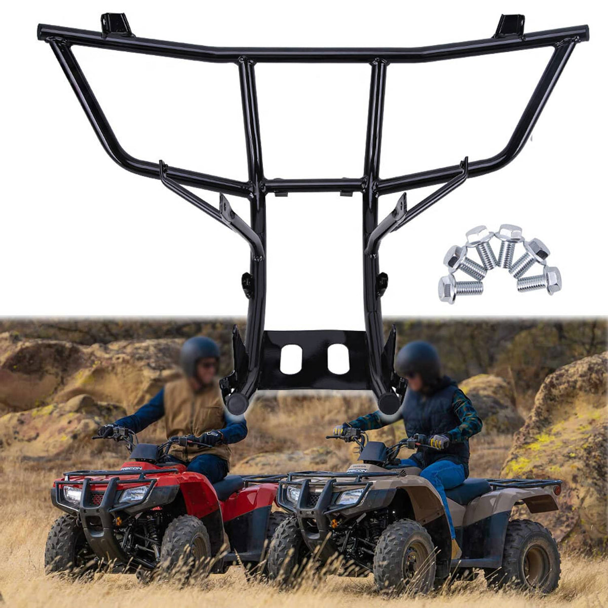 Solidspare Front Bumper w/ Hardware Kit For 07-24 Honda Recon 250 TRX250TE TRX250TM 2x4 ES