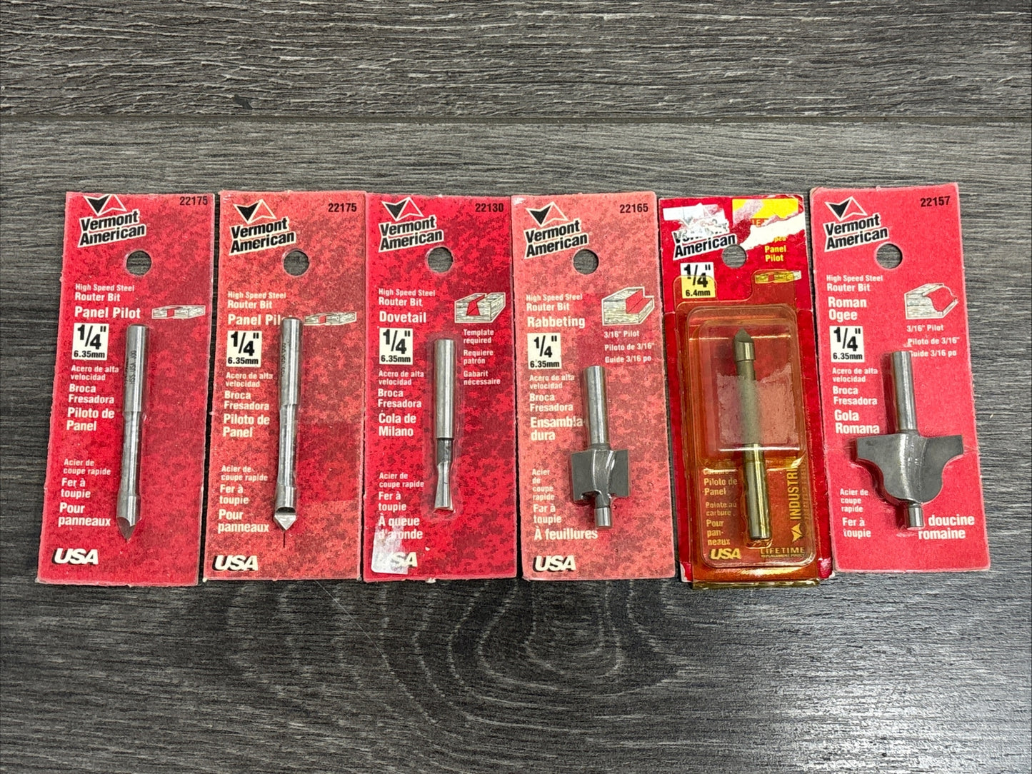6pc Vermont American 1/4" Shank Router Bit Set - Made In USA