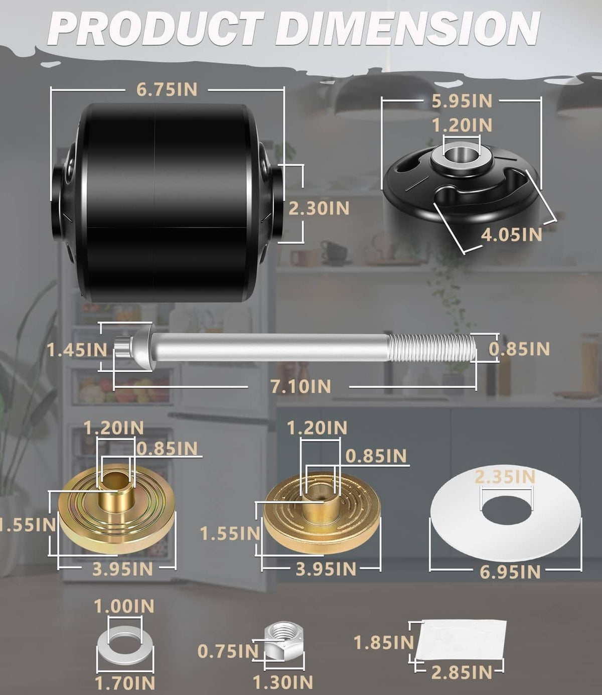 Solid Spare Quik-Align Pivot Bolt Bushing Kit w/Alignment Collar for Hendrickson Turner Lift