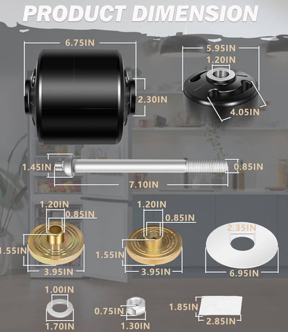 Solid Spare Quik-Align Pivot Bolt Bushing Kit w/Alignment Collar for Hendrickson Turner Lift
