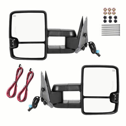 Solidspare Chrome Tow Mirror Power Heated Extend For 2003-07 Silverado Sierra Suburban 1500
