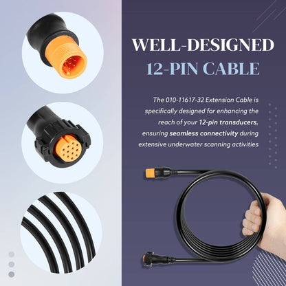 Solidspare Replace for Garmin 010-11617-32 Transducer Extension Cable 12-Pin 10ft. with XID