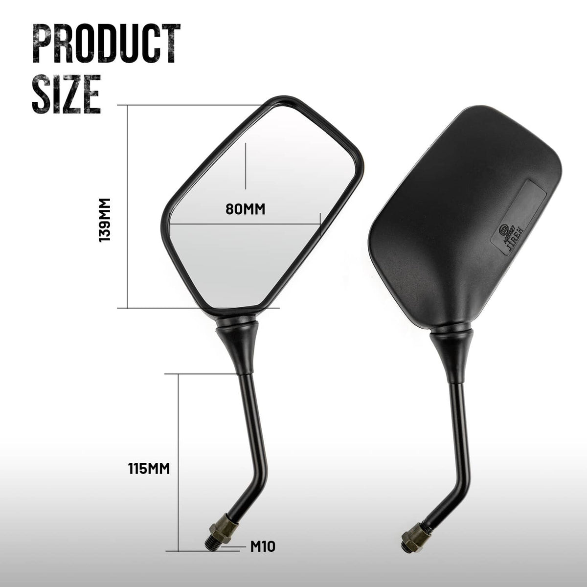 Solidspare 2X Motorcycle Black Side Mirrors For Suzuki DR200 DR350 DRZ400 DR650 10mm Bolt