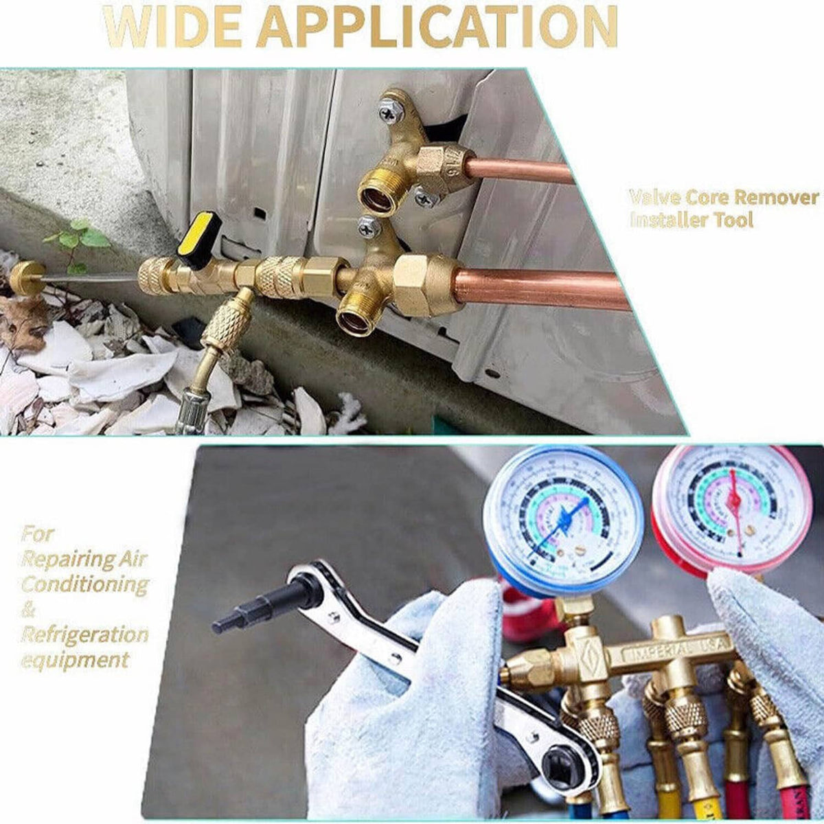 Solidspare Valve Core Remover Installer Tool & HVAC Service Wrench with Hex Bit Adapter Kit