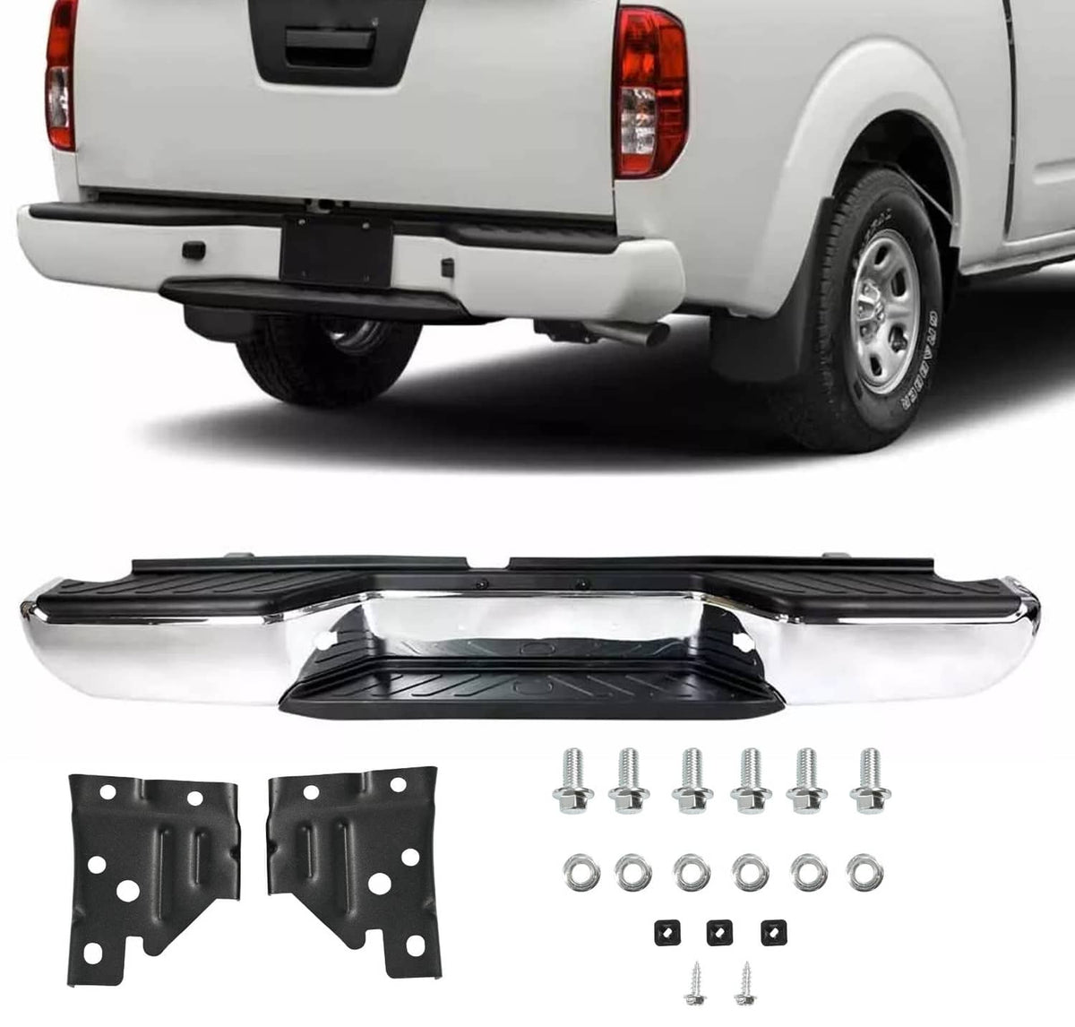 Solidspare Chrome Rear Bumper Assembly Ni1103114 For Nissan Frontier 05-21 W/O Sensor Holes