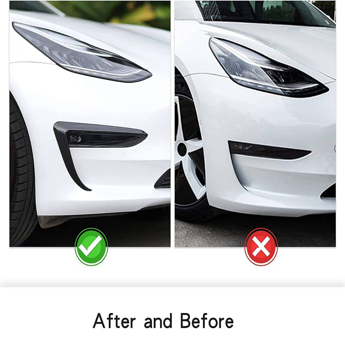 Solidspare Front Fog Light Eyebrow Cover Trim Carbon Fiber Style For Tesla Model 3 2017+ U8