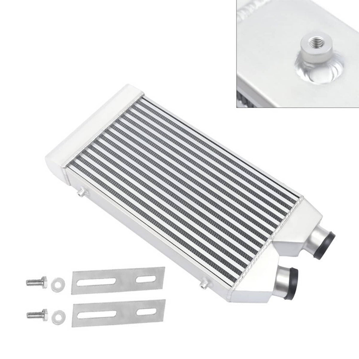 Solidspare Universal Aluminum Intercooler Front Mount 2.5" Inlet & Outlet Same One Side New