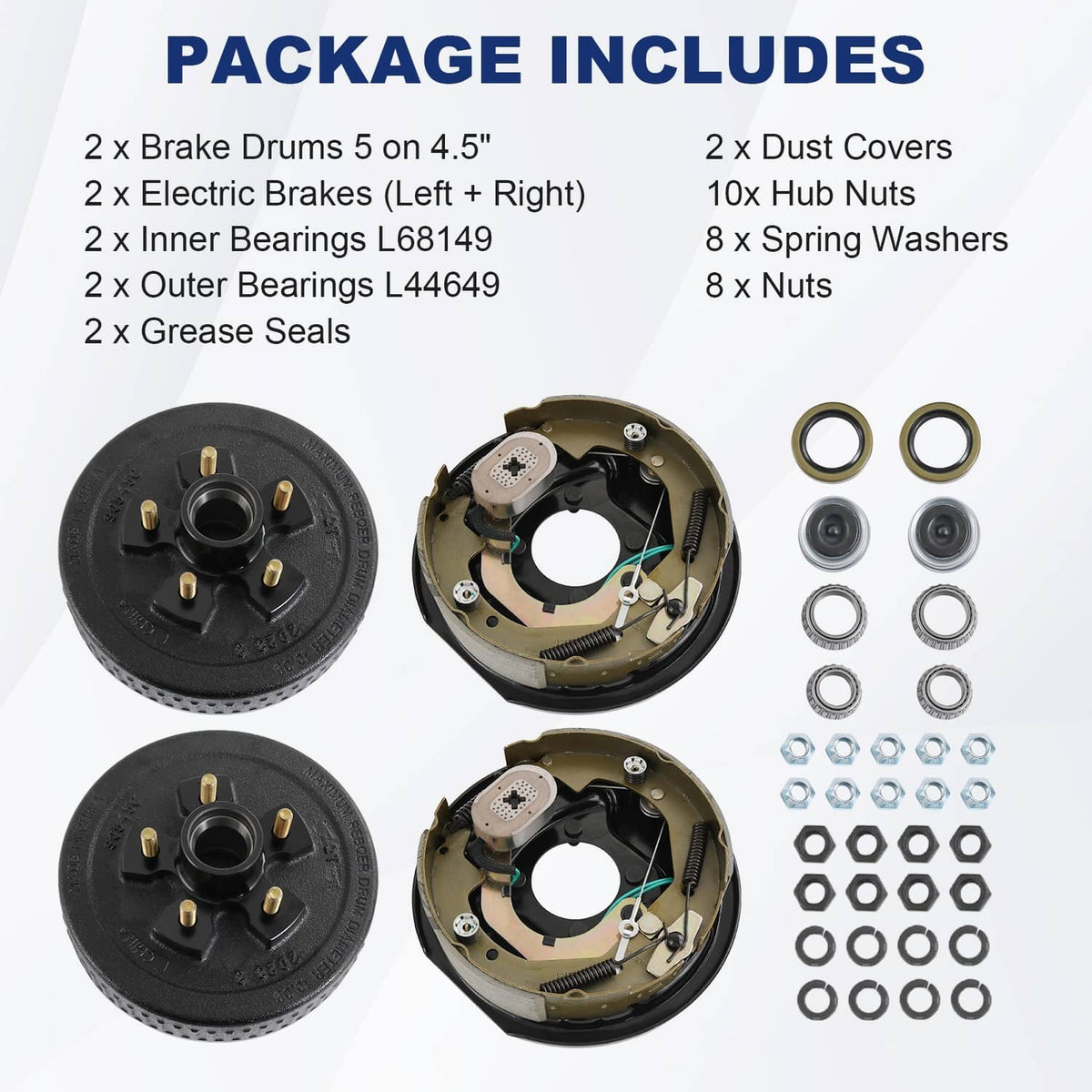 Solidspare NEW Electric Trailer Brake 10" x 2-1/4" & 5 on 4.5" Hub Drum Kit for 3500 lbs