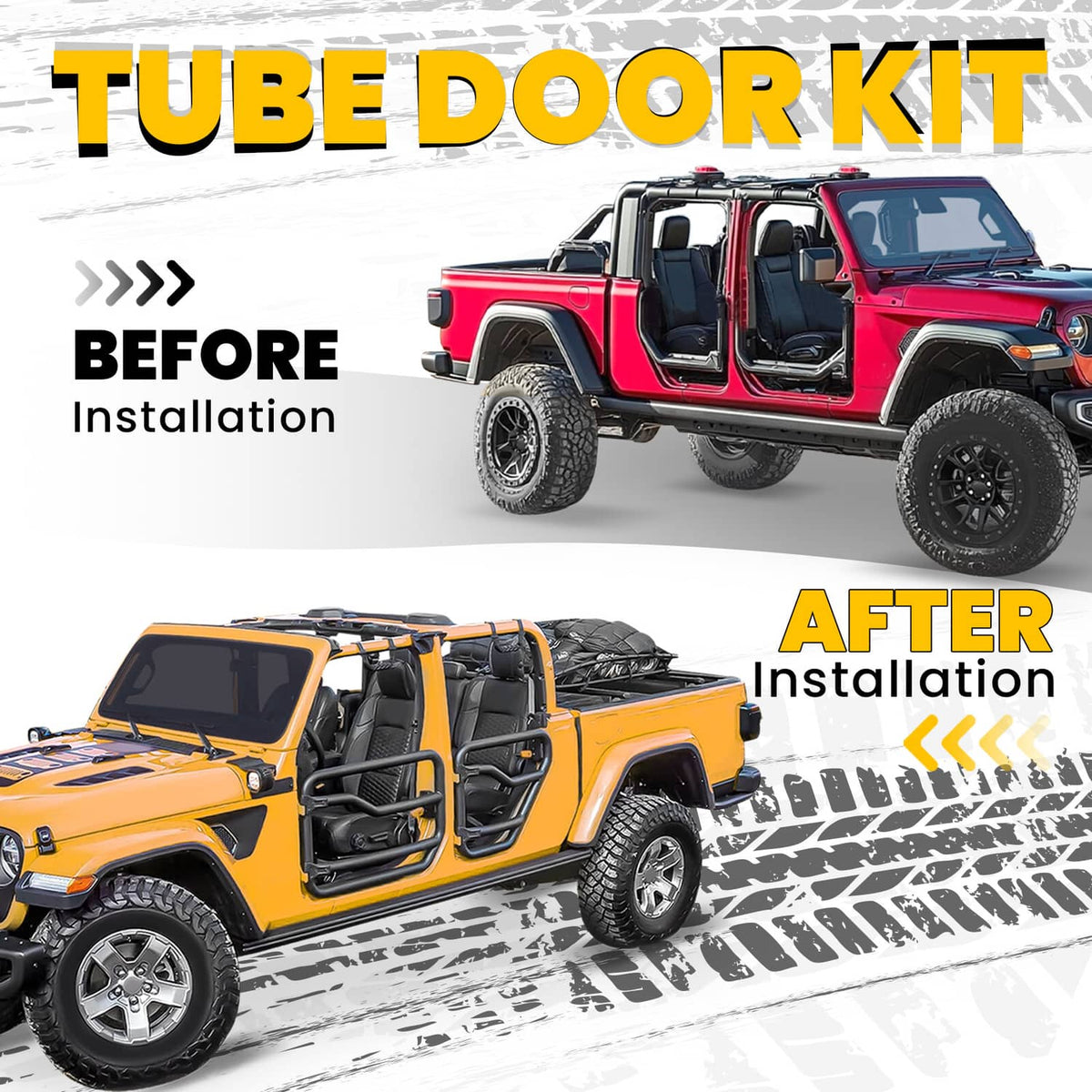 Solid Spare Steel Tube Doors Half Door For Jeep Gladiator Wrangler JL 2018-2024 77072498AC