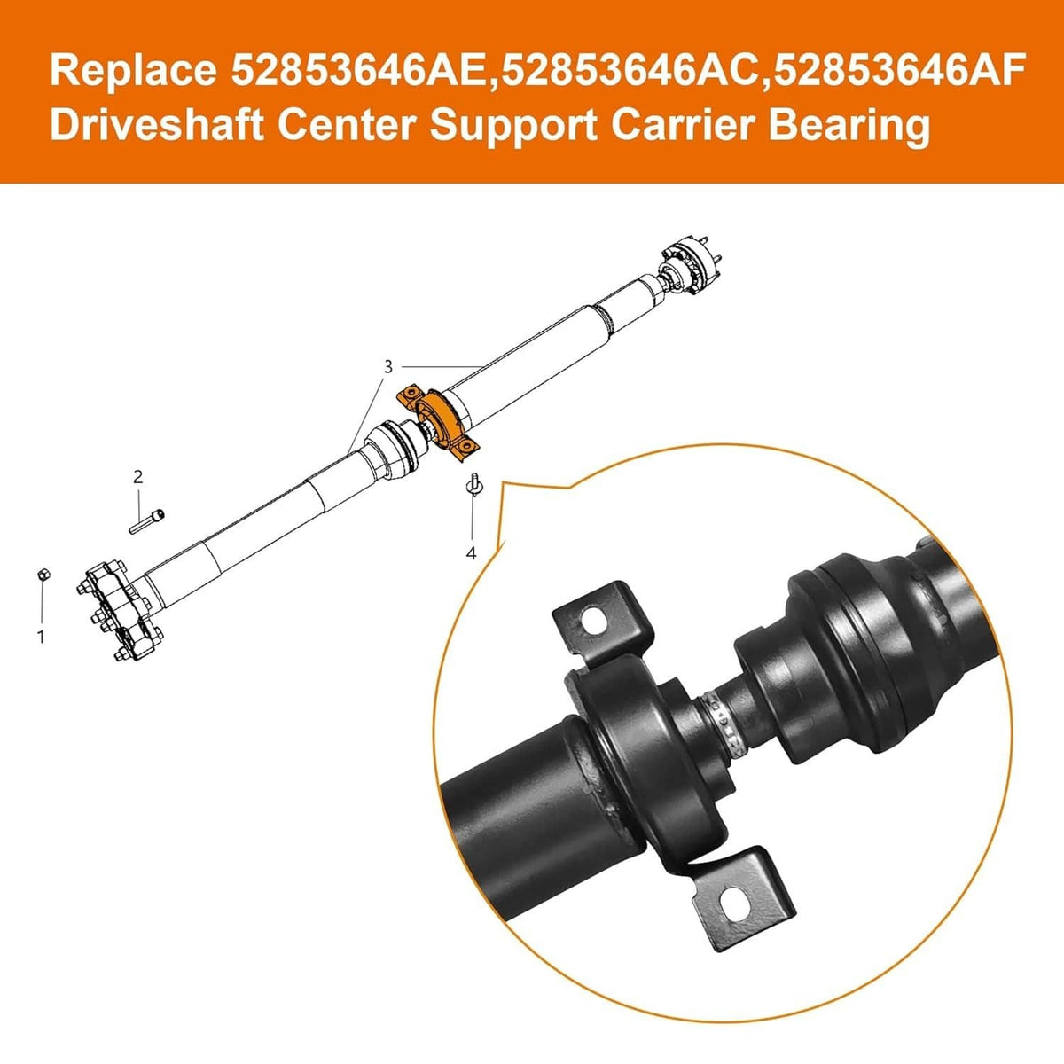 Solid Spare for Dodge WD Durango 2011+ Upgrade Driveshaft Center Support Bearing Carrier